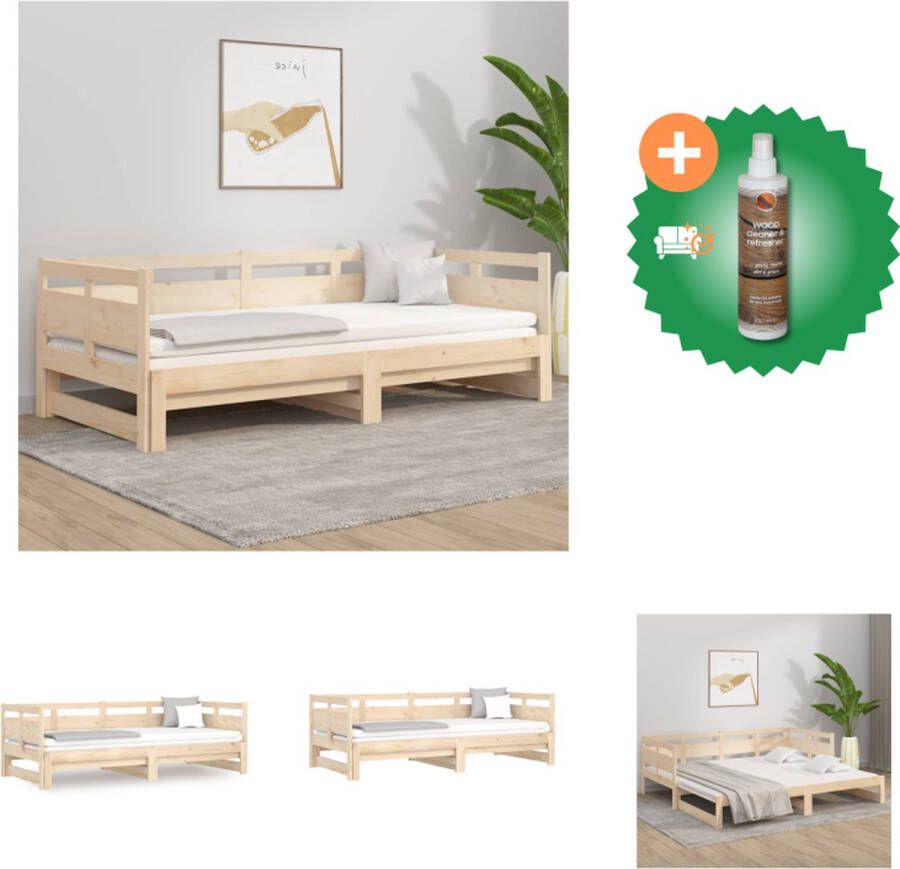 VidaXL Slaapbank Massief Grenenhout Opklapbaar Ruimtebesparend 203.5 x 160 x 66 cm Geschikt voor 2 personen 80 x 200 cm matras Bed Inclusief Houtreiniger en verfrisser - Foto 2
