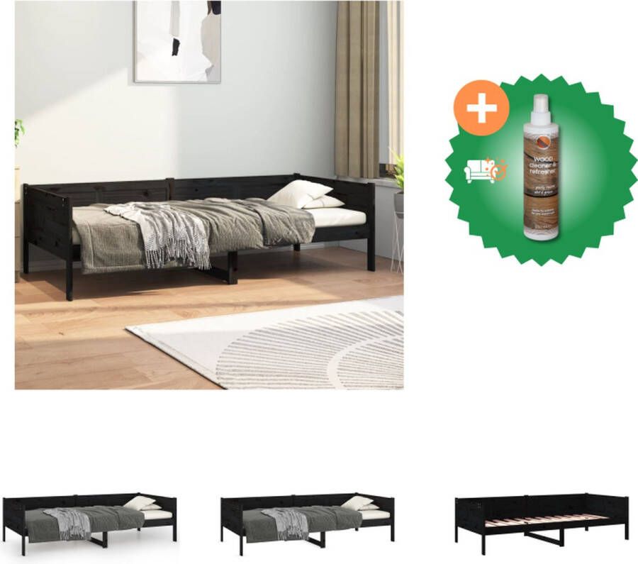 VidaXL Slaapbank Massief Grenenhout Rustieke Charme Stevige Lattenbodem Zwart 203.5 x 86 x 56.5 cm Bed Inclusief Houtreiniger en verfrisser - Foto 2
