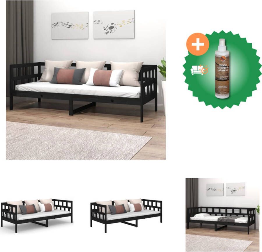VidaXL Slaapbank Massief Grenenhout Rustieke Charme Stevige Lattenbodem Zwart 203.5 x 86 x 56.5 cm Bed Inclusief Houtreiniger en verfrisser - Foto 3