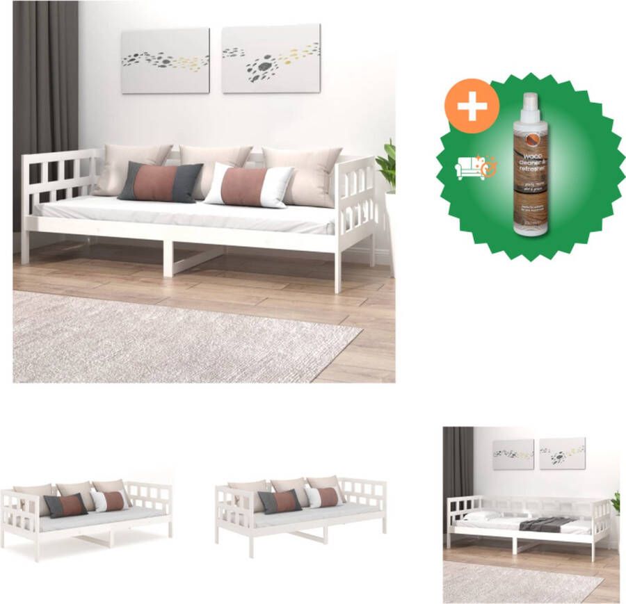 VidaXL Slaapbank Massief Grenenhout Wit 203.5 x 86 x 69.5 cm Geschikt voor 80 x 200 cm matras Bed Inclusief Houtreiniger en verfrisser