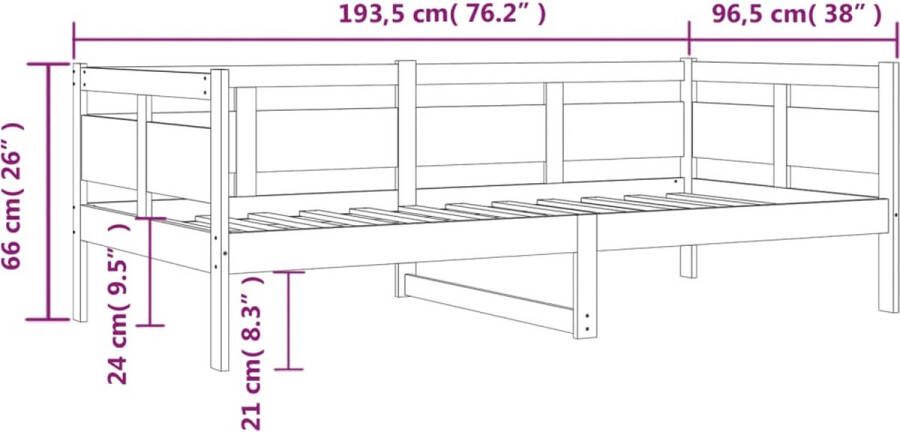 VidaXL -Slaapbank-massief-grenenhout-wit-90x190-cm - Foto 2