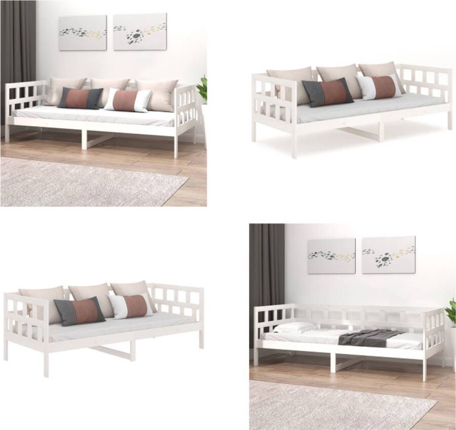 vidaXL Slaapbank massief grenenhout wit 90x190 cm Slaapbank Slaapbanken Bedbank Bed