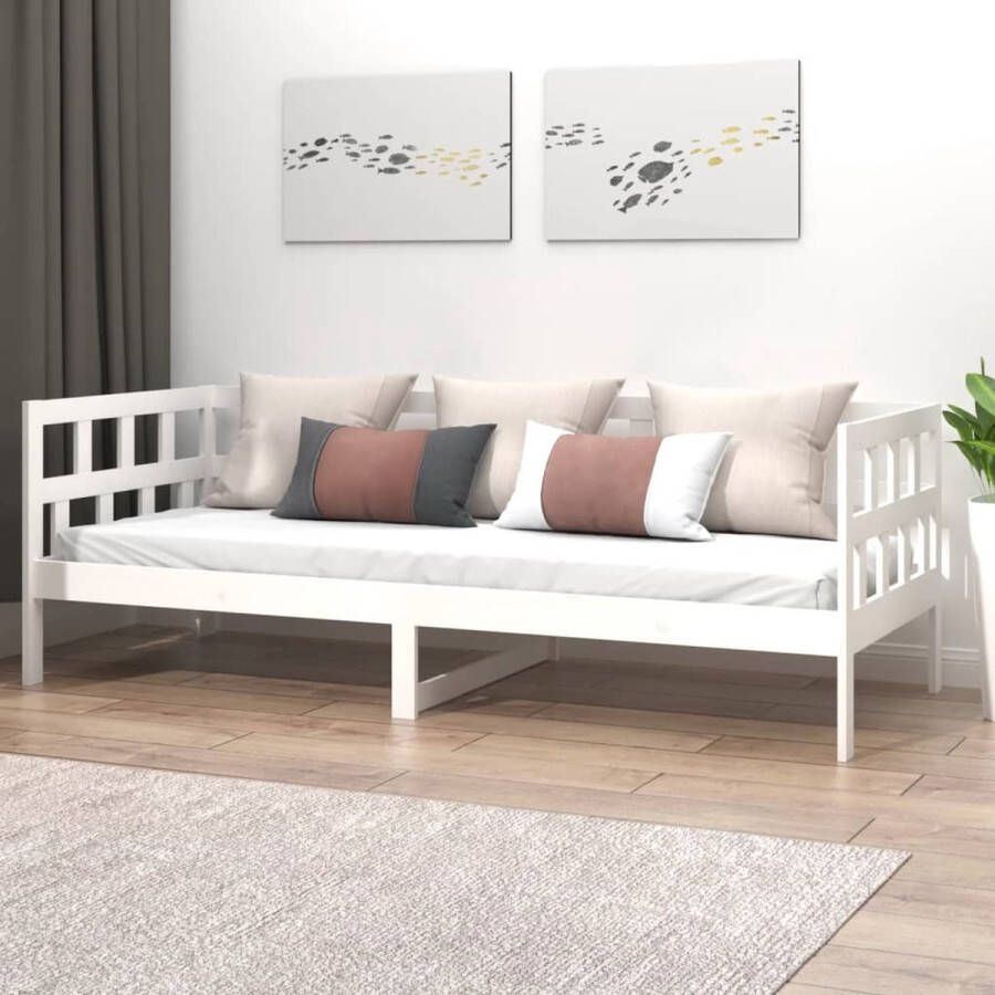 VidaXL -Slaapbank-massief-grenenhout-wit-90x200-cm