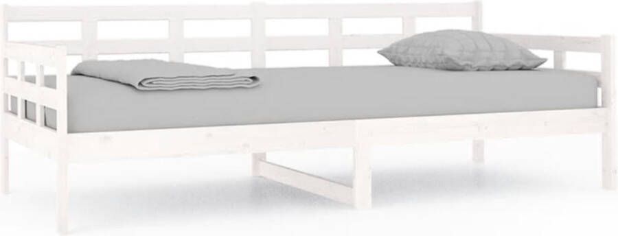 VidaXL Slaapbank Massief Grenenhout Wit 90x200 cm Slaapbank Massief Hout Grenenhout Witte Slaapbank Tweepersoonsbed Stapelbare Bank Daybed - Foto 2
