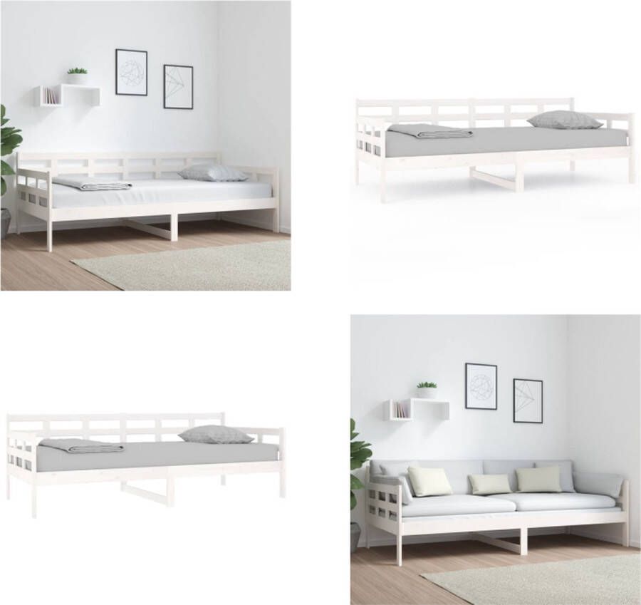 VidaXL Slaapbank massief grenenhout wit 90x200 cm Slaapbank Slaapbanken Bedbank Bed - Foto 2