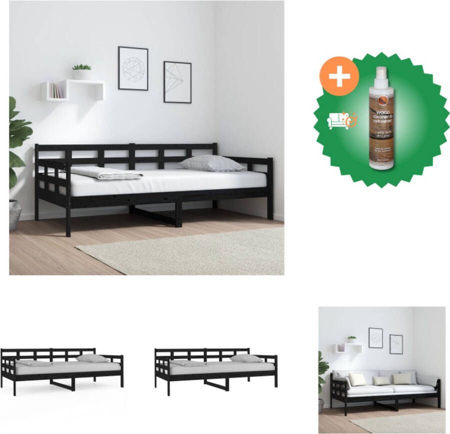 VidaXL massief grenenhouten slaapbank zwart 193.5 x 96.5 x 56.5 cm geschikt voor 90 x 190 cm matras stevige lattenbodem Bed Inclusief Houtreiniger en verfrisser