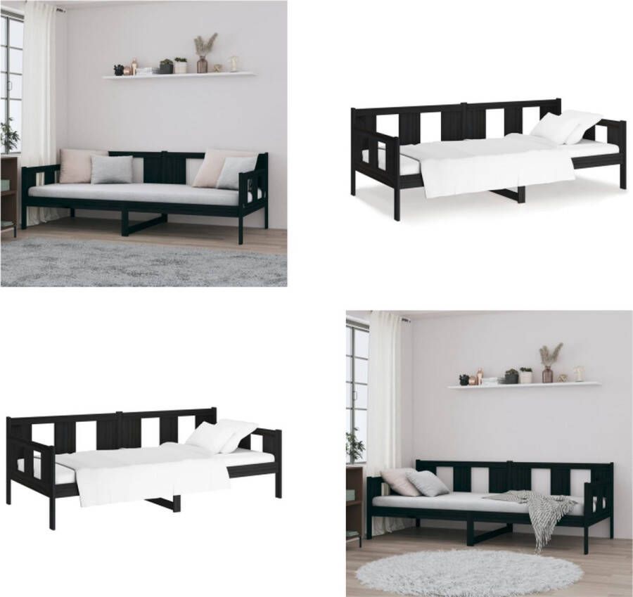 VidaXL Slaapbank massief grenenhout zwart 80x200 cm Slaapbank Slaapbanken Bedbank Bed