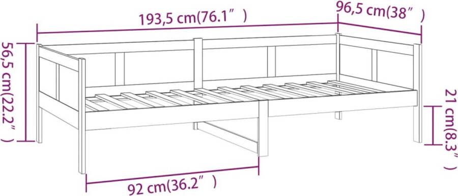 VidaXL -Slaapbank-massief-grenenhout-zwart-90x190-cm - Foto 2