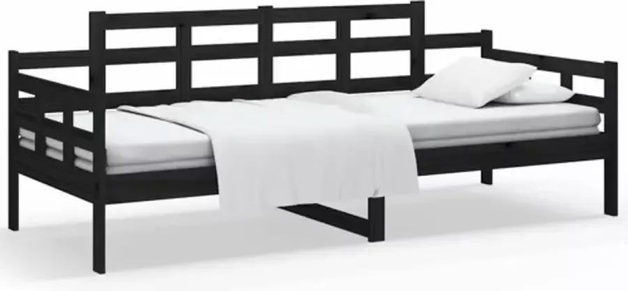 VidaXL Slaapbank massief grenenhout zwart 90x190 cm - Foto 2