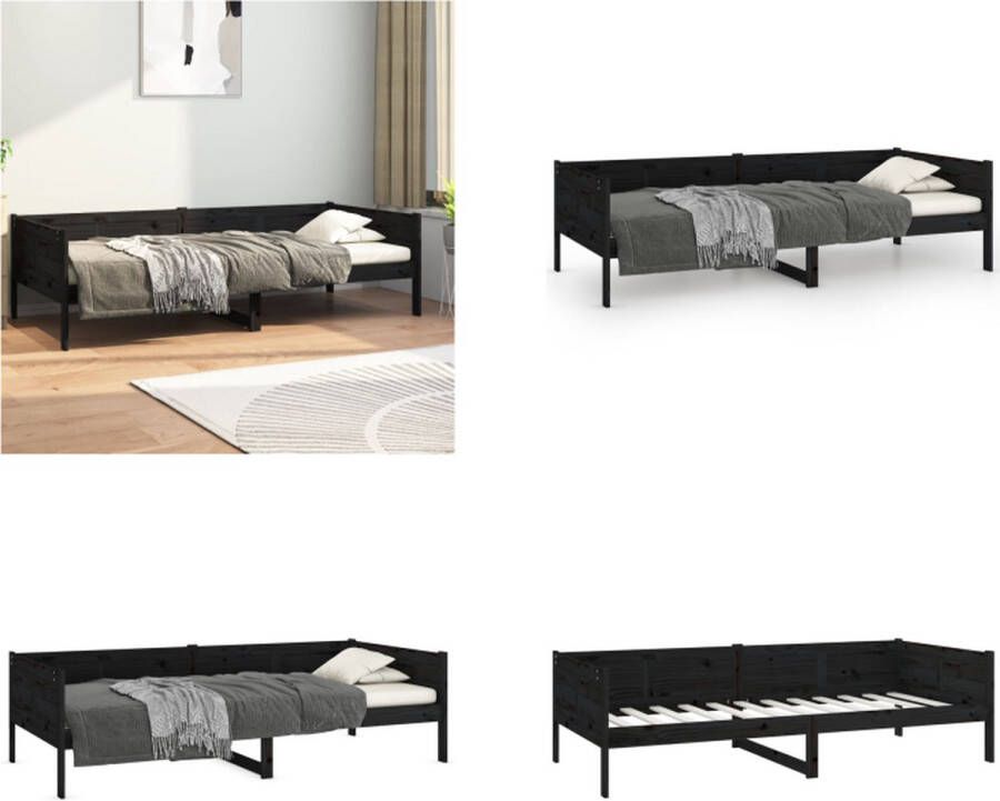 VidaXL Slaapbank massief grenenhout zwart 90x190 cm Slaapbank Slaapbanken Bedbank Bed - Foto 3