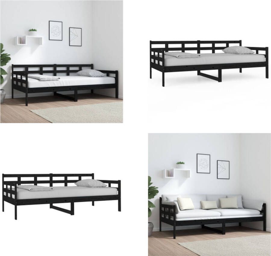 VidaXL Slaapbank massief grenenhout zwart 90x190 cm Slaapbank Slaapbanken Bedbank Bed