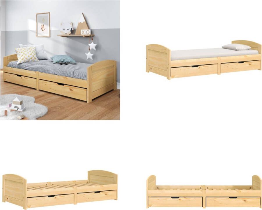 VidaXL Slaapbank met 2 lades IRUN 90x200 cm massief grenenhout Slaapbank Slaapbanken Slaap Bank Bedbank