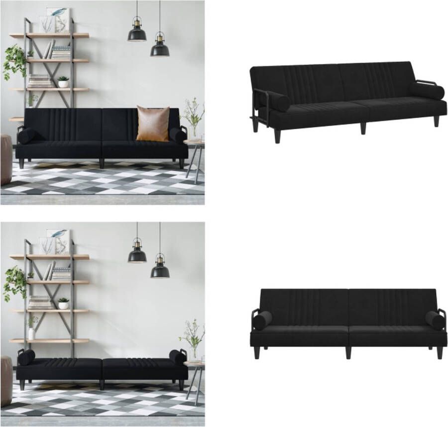 VidaXL Slaapbank met armleuningen fluweel zwart Slaapbank Slaapbanken Bedbank Slaapbed