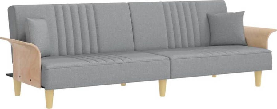 VidaXL Slaapbank Lichtgrijs Met Armleuningen Slaapbank Sofa Bed Tweepersoonsbed Comfortabele Zitzitting Grijs Meubilair Stoffen Bank Design Bank - Foto 2