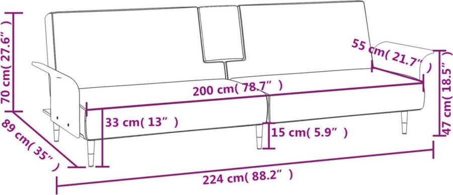 VidaXL -Slaapbank-met-bekerhouders-fluweel-donkergrijs - Foto 3