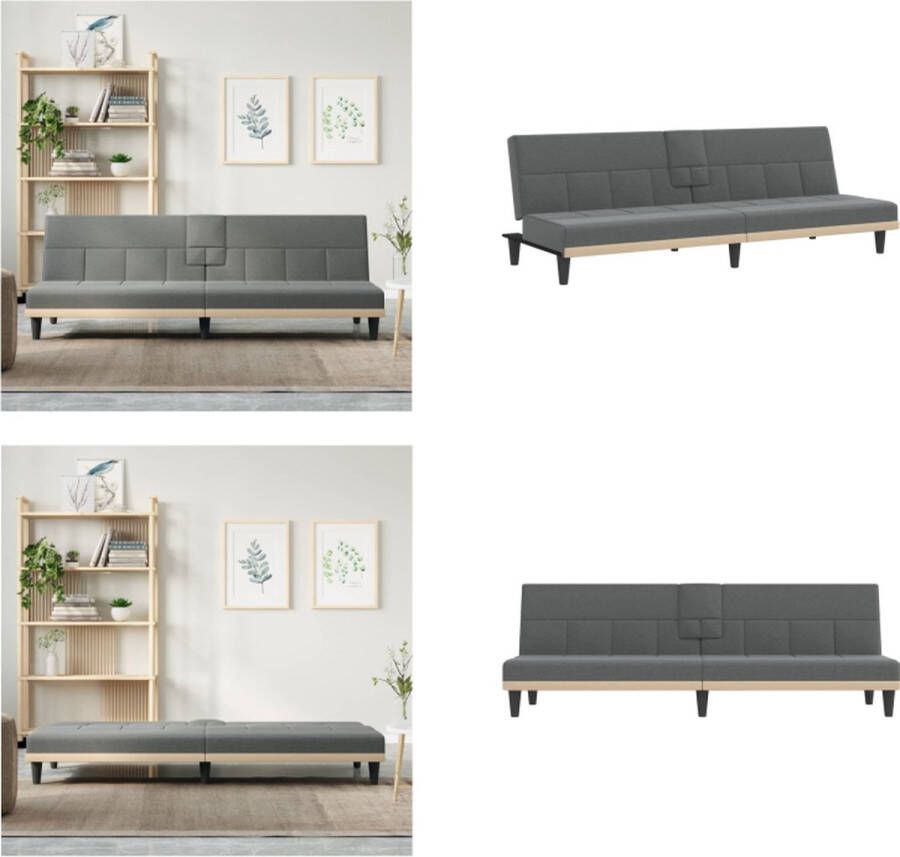 VidaXL -Slaapbank-met-bekerhouders-stof-donkergrijs - Foto 3