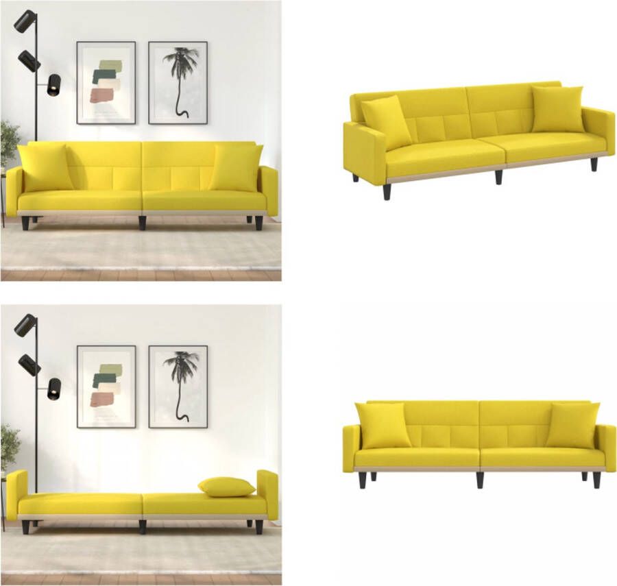 VidaXL -Slaapbank-met-kussens-stof-lichtgeel