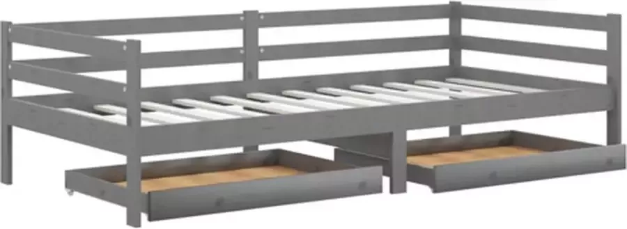 VidaXL Slaapbank met lades massief grenenhout grijs 90x200 cm - Foto 2