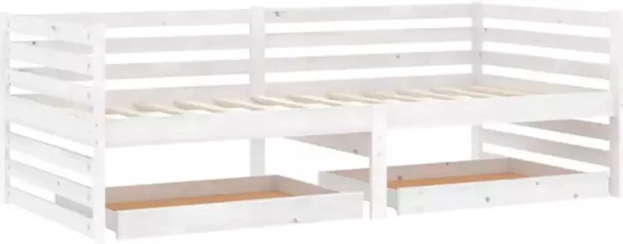 VidaXL -Slaapbank-met-lades-massief-grenenhout-wit-90x200-cm - Foto 2