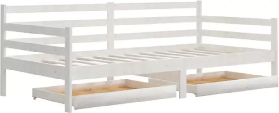 VidaXL -Slaapbank-met-lades-massief-grenenhout-wit-90x200-cm - Foto 4