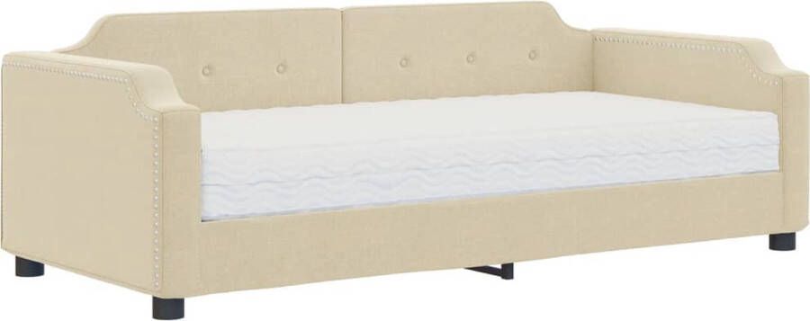VidaXL -Slaapbank-met-matras-100x200-cm-stof-crèmekleurig - Foto 3