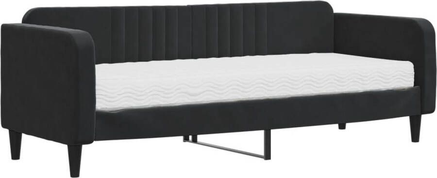 VidaXL -Slaapbank-met-matras-80x200-cm-fluweel-zwart - Foto 3