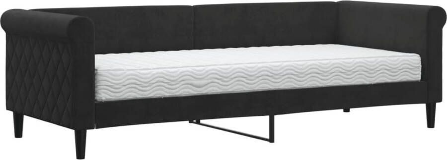 VidaXL -Slaapbank-met-matras-80x200-cm-fluweel-zwart - Foto 3
