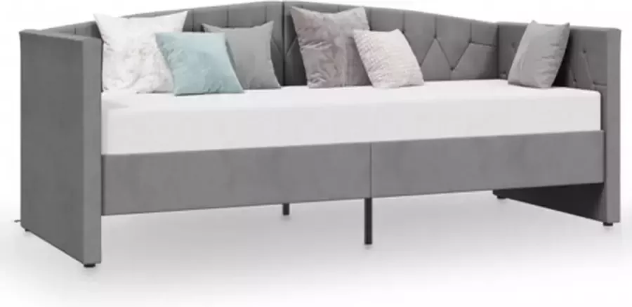 VidaXL Slaapbank met matras en USB fluweel lichtgrijs 90x200 cm - Foto 2