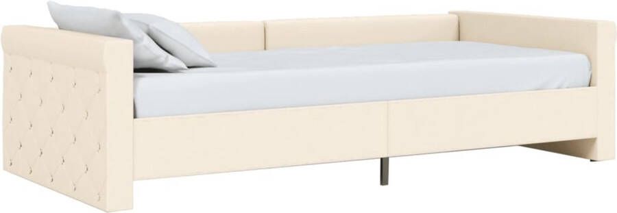 VidaXL Slaapbank met matras en USB stof crèmekleurig 90x200 cm - Foto 2