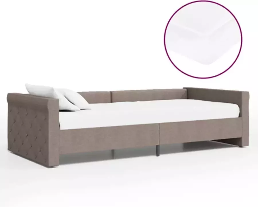 VIDAXL Slaapbank met matras en USB stof taupe 90x200 cm - Foto 3