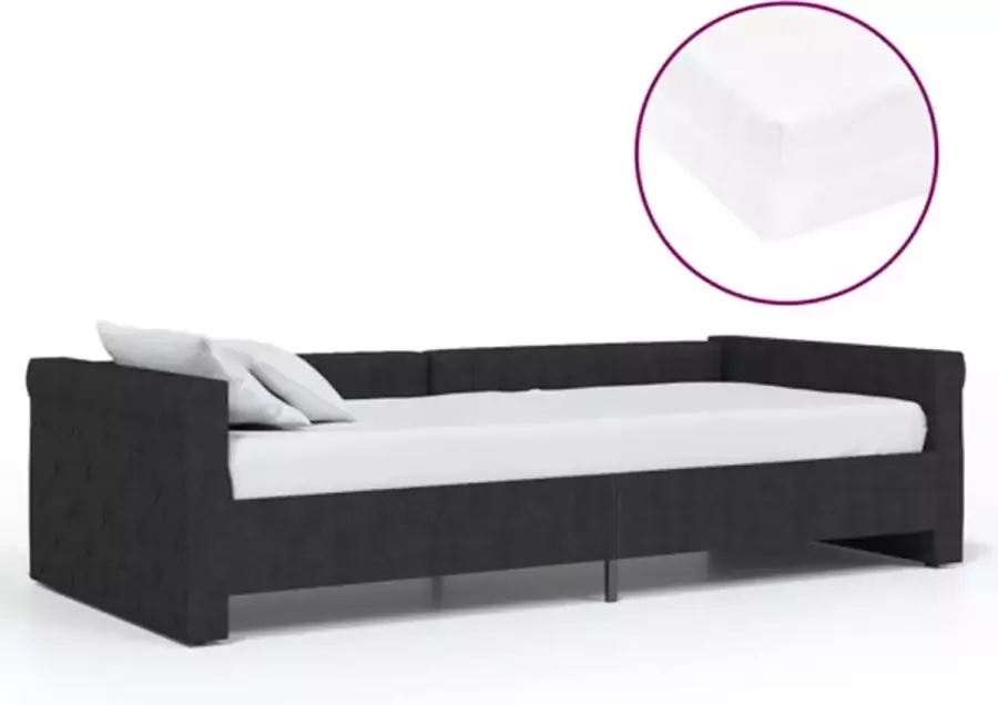 VidaXL Slaapbank met matras en USB stof zwart 90x200 cm - Foto 2