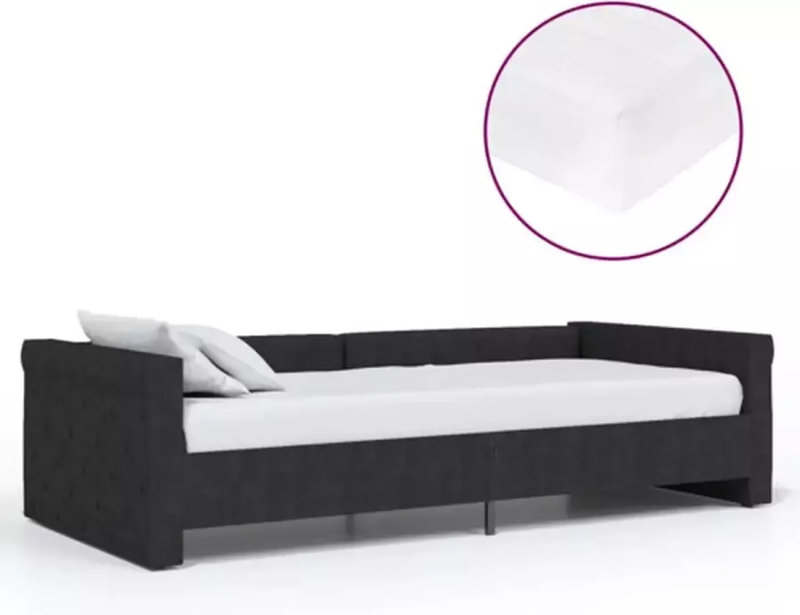 VidaXL Slaapbank met matras en USB stof zwart 90x200 cm - Foto 4