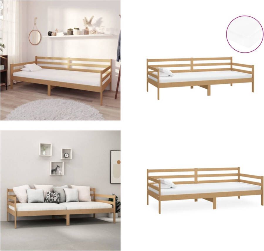 VidaXL Slaapbank met matras massief grenenhout honingbruin 90x200 cm Bedbank Bedbanken Bed Bank Bed Banken