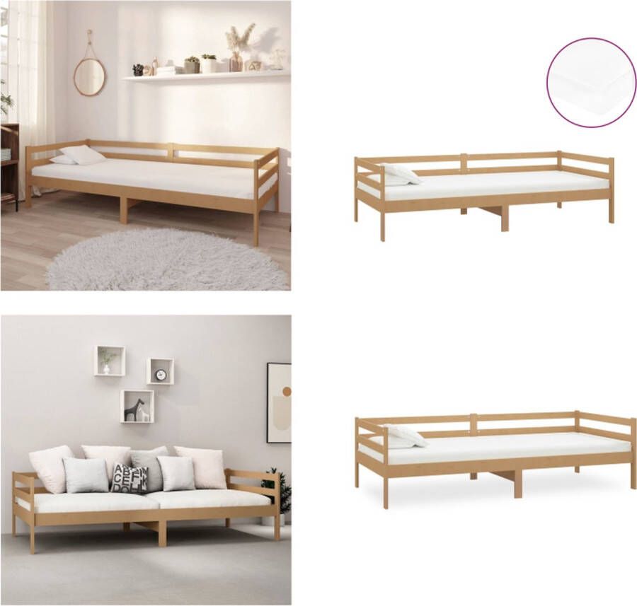 VidaXL Slaapbank met matras massief grenenhout honingbruin 90x200 cm Bedbank Bedbanken Bed Bank Bed Banken - Foto 2