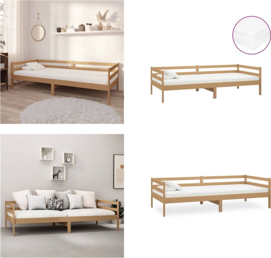 VidaXL Slaapbank met matras massief grenenhout honingbruin 90x200 cm Bedbank Bedbanken Bed Bank Bed Banken - Foto 2