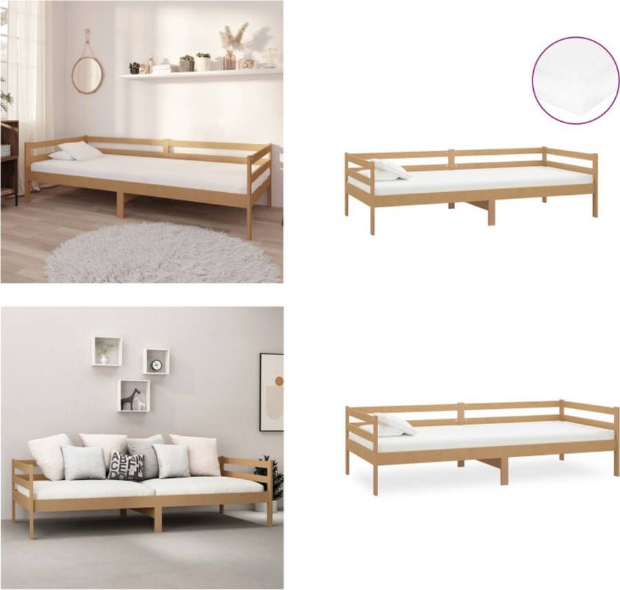 VidaXL Slaapbank met matras massief grenenhout honingbruin 90x200 cm Bedbank Bedbanken Bed Bank Bed Banken - Foto 2