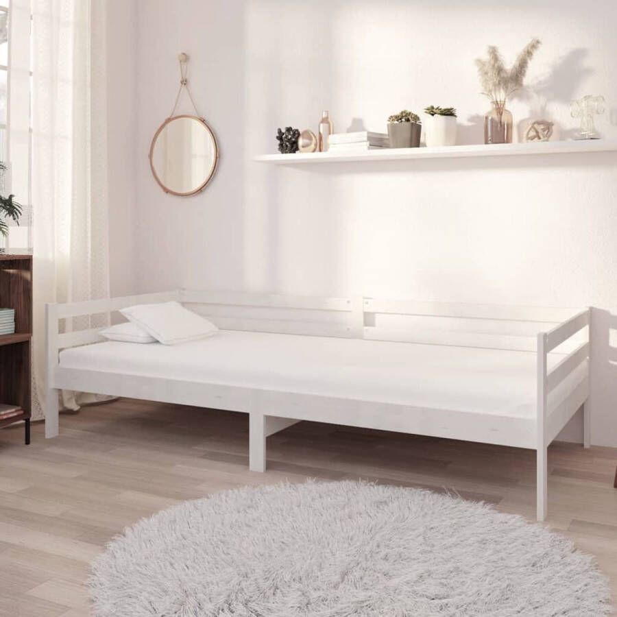 Vida XL Slaapbank met matras massief grenenhout wit 90x200 cm SKU: V3083565