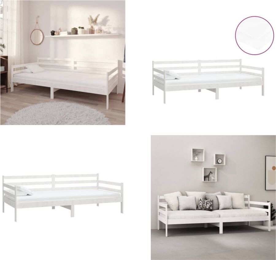 VidaXL Slaapbank met matras massief grenenhout wit 90x200 cm Bedbank Bedbanken Bed Bank Bed Banken