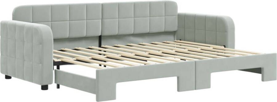 VidaXL Slaapbank met onderschuifbed 80x200 cm Lichtgrijs Slaapbank Tweepersoonsbed Sofa Bed Fluweelsofa Grijze Slaapbank Design Slaaptbank - Foto 2
