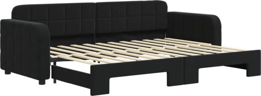 VidaXL -Slaapbank-met-onderschuifbed-80x200-cm-fluweel-zwart - Foto 2