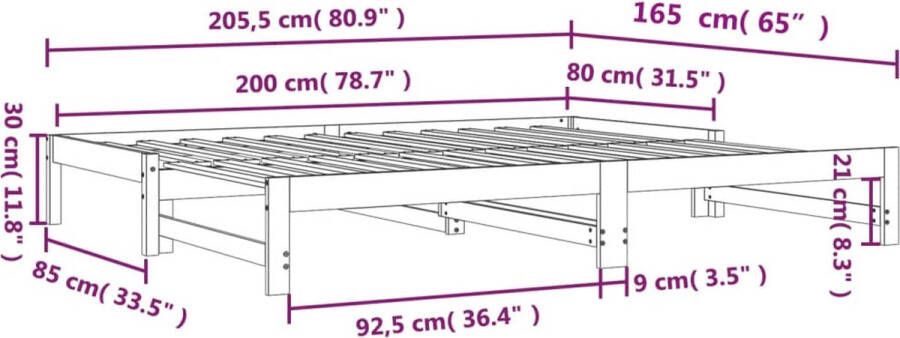 VidaXL -Slaapbank-met-onderschuifbed-80x200-cm-massief-grenenhout - Foto 4