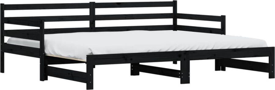 VidaXL -Slaapbank-met-onderschuifbed-80x200-cm-massief-grenenhout-zwart - Foto 3