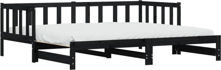 VidaXL -Slaapbank-met-onderschuifbed-80x200-cm-massief-grenenhout-zwart - Foto 3