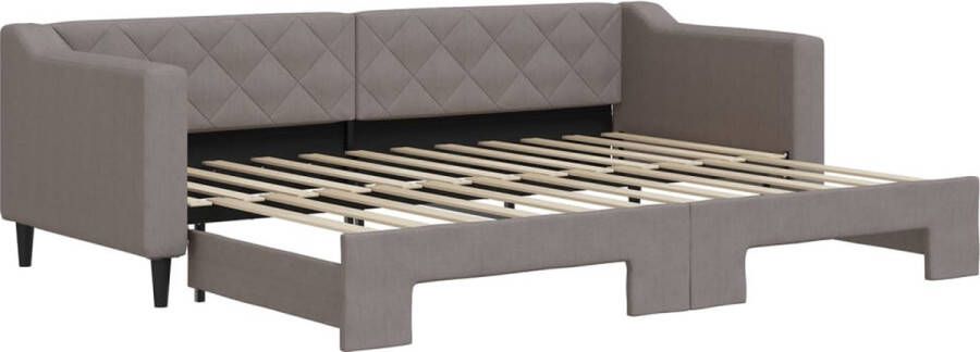 VidaXL -Slaapbank-met-onderschuifbed-80x200-cm-stof-taupe - Foto 2
