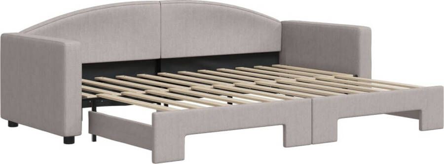 VidaXL -Slaapbank-met-onderschuifbed-80x200-cm-stof-taupe - Foto 2