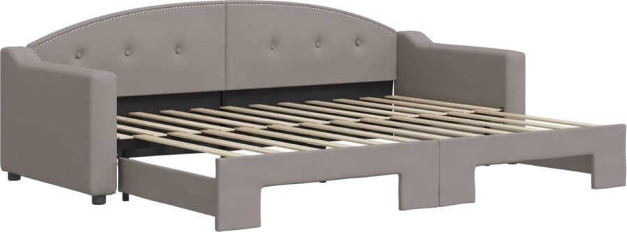 VidaXL -Slaapbank-met-onderschuifbed-80x200-cm-stof-taupe - Foto 3