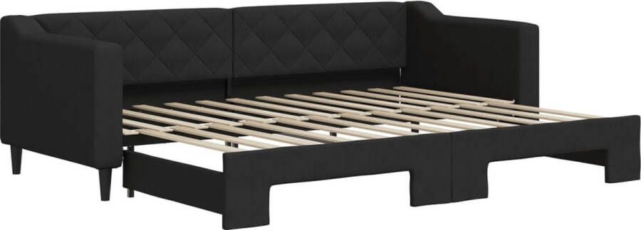 VidaXL -Slaapbank-met-onderschuifbed-80x200-cm-stof-zwart - Foto 2