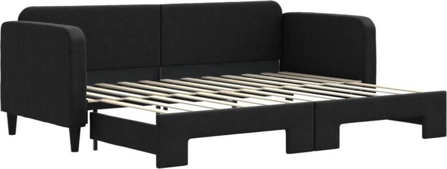 VidaXL -Slaapbank-met-onderschuifbed-80x200-cm-stof-zwart - Foto 2