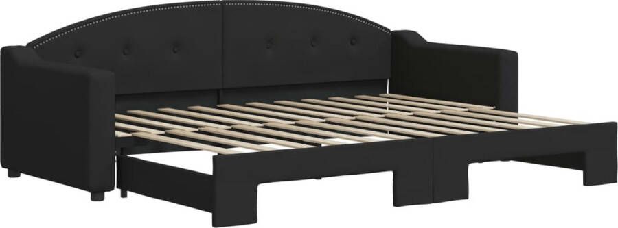 VidaXL -Slaapbank-met-onderschuifbed-80x200-cm-stof-zwart - Foto 2