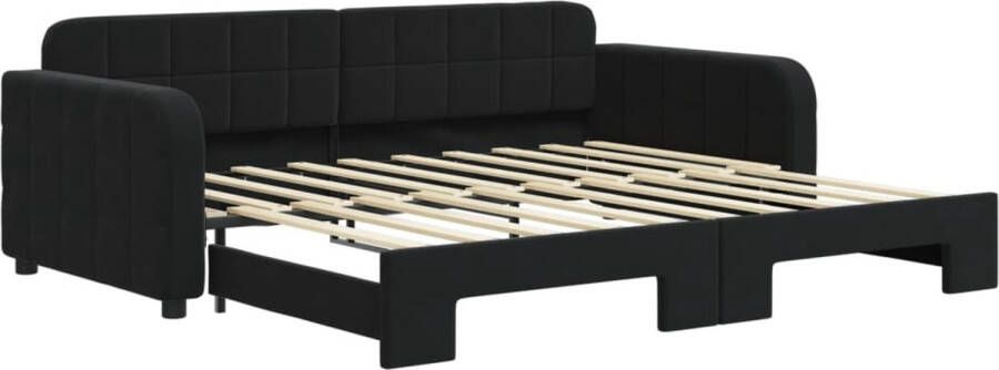 VidaXL -Slaapbank-met-onderschuifbed-90x190-cm-fluweel-zwart - Foto 2